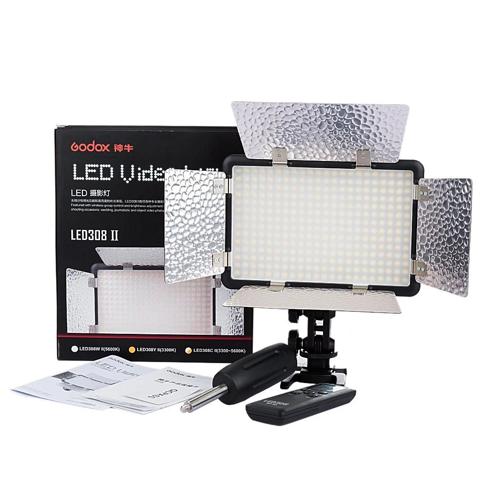 3X Godox LED308C II 3300-5600K светильник адаптером переменного тока + 200 см Свет Стенд CB-05