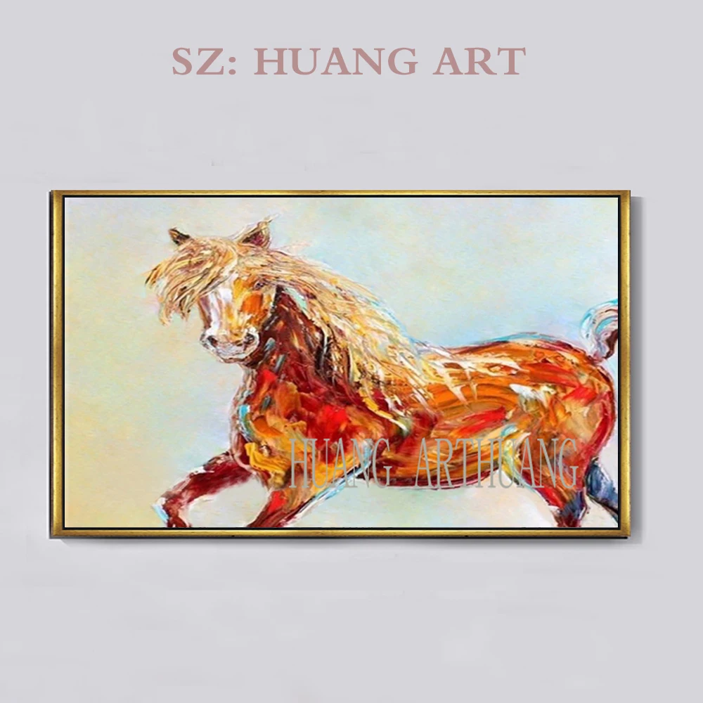 

Hand Painted Canvas Paintings Hand Made Red knife painting Horse Animal Oil Painting On Canvas Wall Art Picture For Living Room