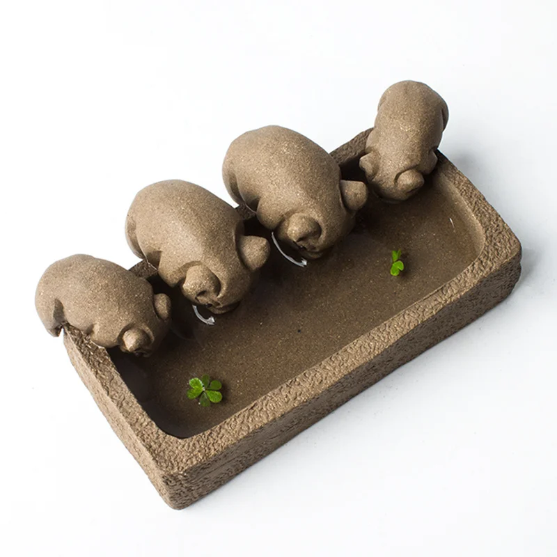 Бутик Исин чай домашний питомец фиолетовый песок керамика смешной 4 Свиньи милый