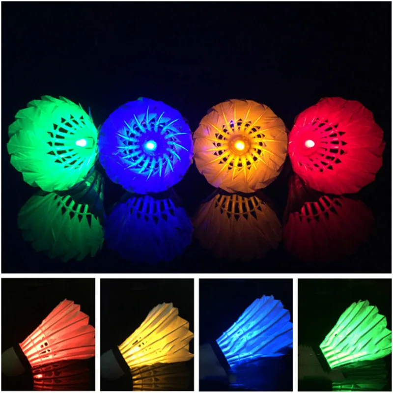 4 шт. светодиодный цветной шар для бадминтона с воланом светящиеся в темноте
