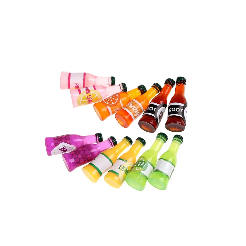 

2 pcs 1:12 Mini Resin lemon orange juice coffee Drink Bottle Toys Doll House Miniature Toy Doll drink Kitchen living room Decor