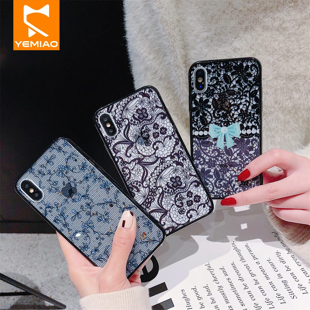 Кружевной силиконовый чехол для телефона iPhone XS MAX 8 7 6 S Plus Роскошный с цветочным