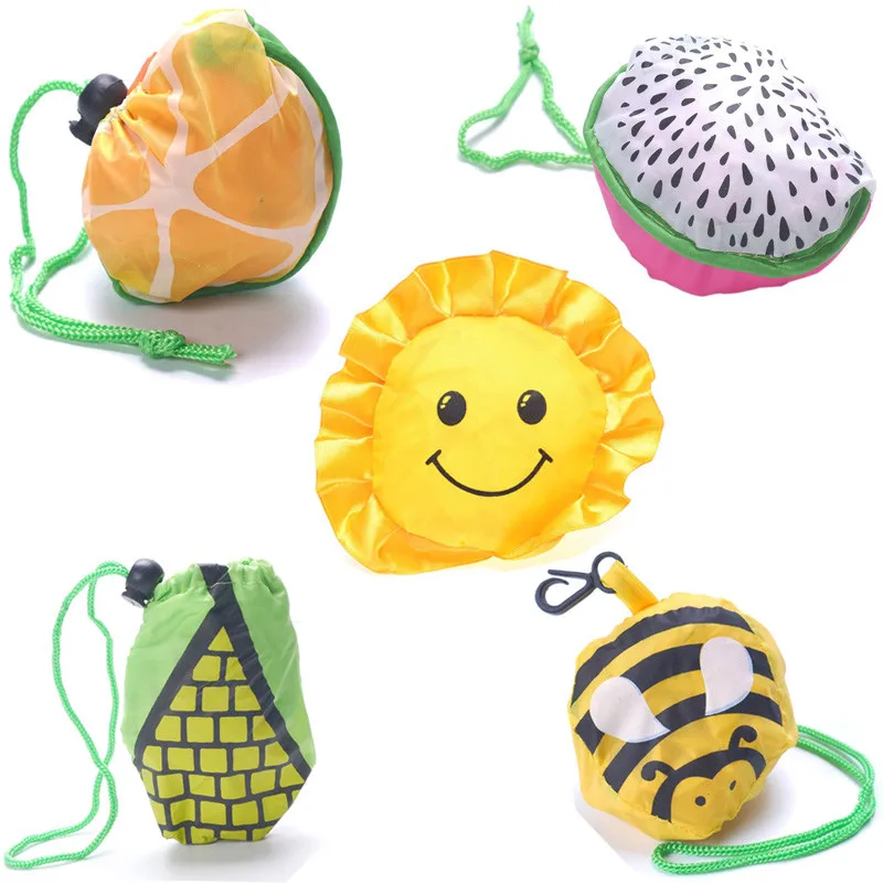 Экологичная складная сумка для покупок с мультипликационным животным цветочным