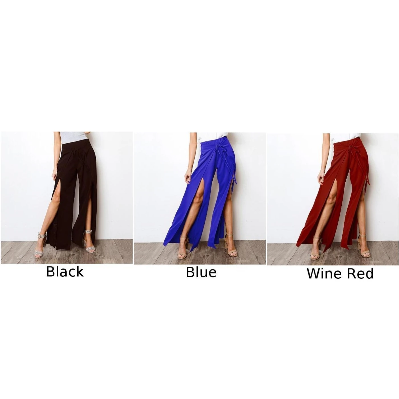 Womens Bottoms Ladies Office Summer Fashion Trousers Ankle Length Harem Party Plus Size Tie Up Slit.Flat Front | Женская одежда