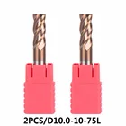 Концевые фрезы из вольфрамовой стали HRC55, 2 шт.лот, с покрытием из твердосплавного сплава TiAIN 4, с плоской головкой, фрезерные Фрезы с ЧПУ, твердосплавные концевые фрезы