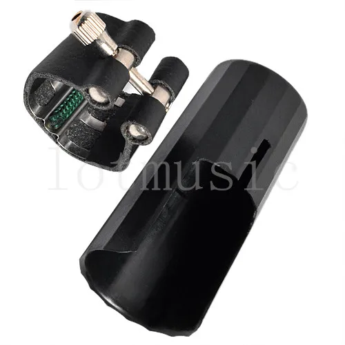 Кожаная Лигатура с пластиковой крышкой для мундштука саксофона сопрано черного