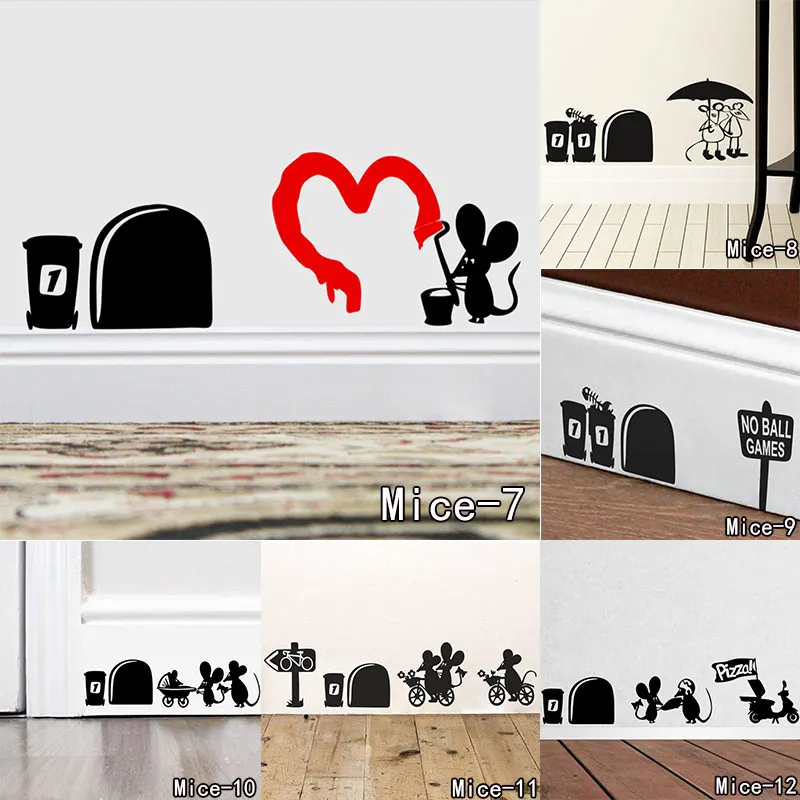 Семейные детские наклейки на стену с изображением мышки для детских комнат