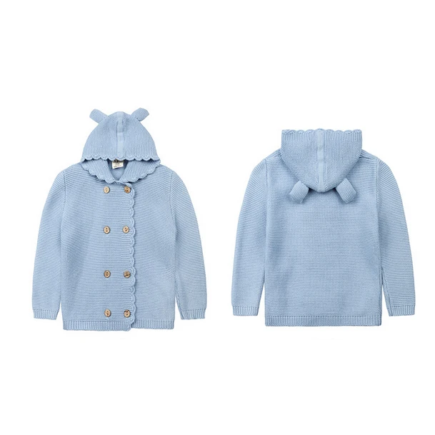 Hot autumn and winter children's sweater hooded Baby Girl double-breasted jacket European cotton knit cardigan | Детская одежда и