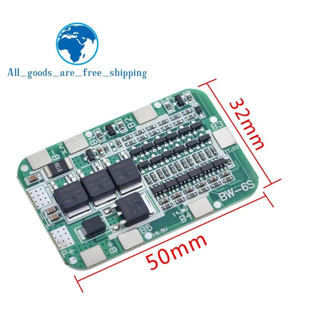 TZT 6S 15A 24V PCB плата защиты BMS для 6 пакетов 18650 литий-ионная литиевая батарея ячеечный модуль новое поступление