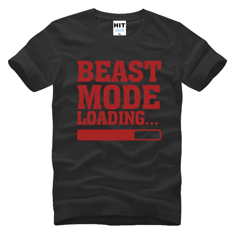 2017 Новая Мода С Коротким Рукавом BEAST MODE ЗАГРУЗКИ Напечатанная письмом мужская