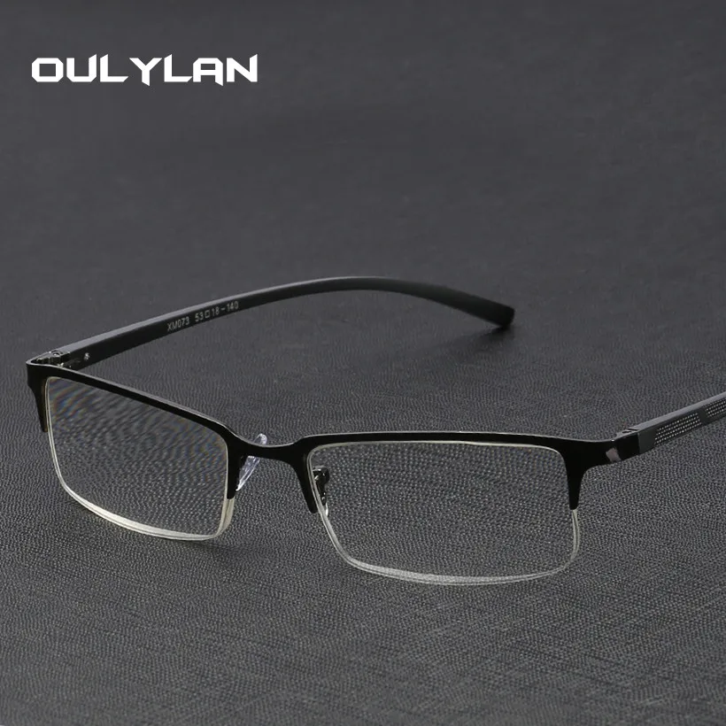 Oulylan, бизнес очки для чтения, мужские металлические полуоправы, очки для дальнозоркости, модные очки по рецепту с диоптрией+ 1,0+ 4,0