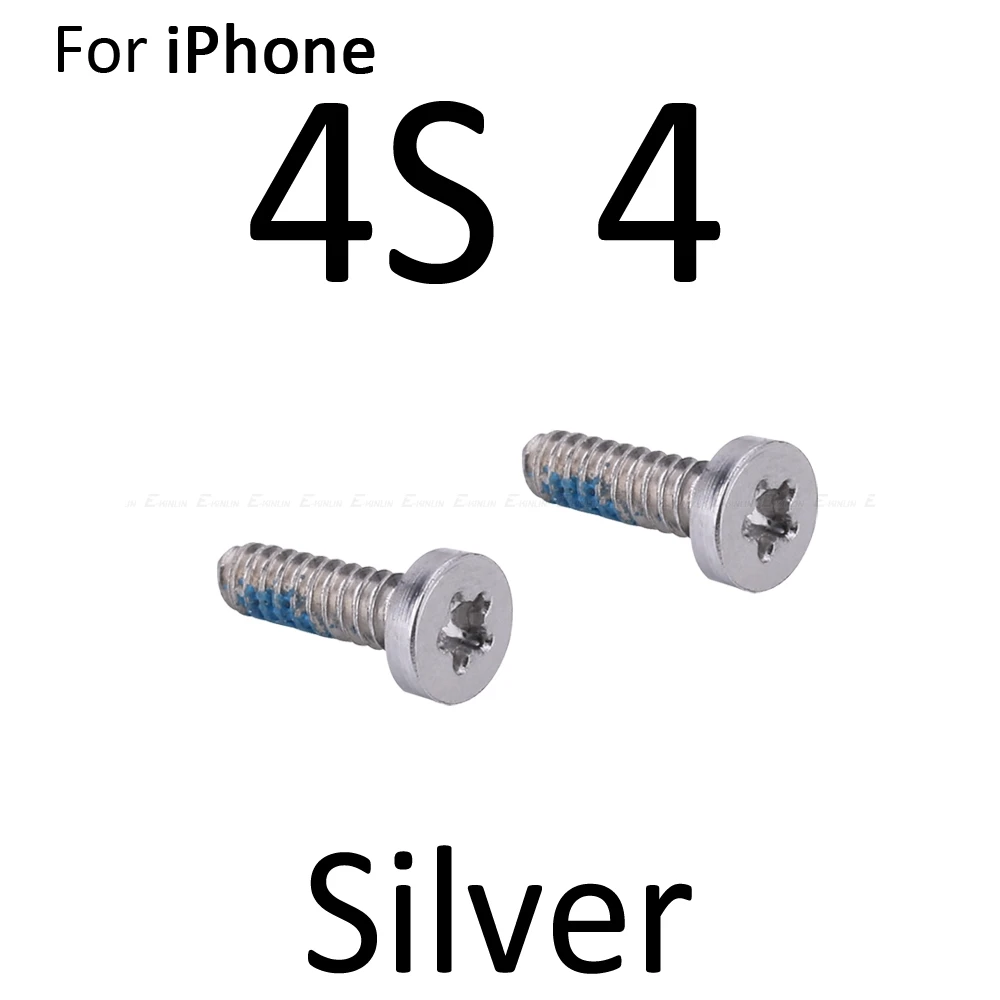10 компл. Нижний винт Набор для iPhone 4, 4S, 5, 5S, SE, 6, 6 S, 7 Plus Винты Комплект болтов док-станция соединительные запчасти - Цвет: Silver 4 4S