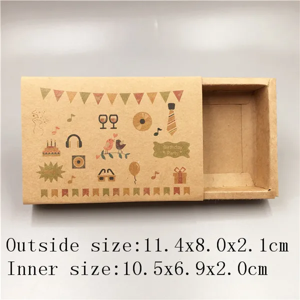 11.4x8.0x2.1cm 1 шт ящик стиль винтажный крафт-картон Свадебная коробка подарочная упаковка коробка для конфет/шоколада/печенья/ремесла/торта - Цвет: 11.4x8.0x2.1cm