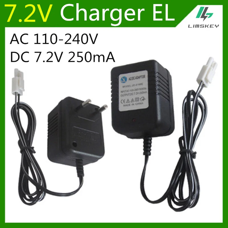 

7.2V 250mA battery charger For 7.2 V AA NiCd and NiMH battery charger For RC toy car EL plug AC 110-240V DC 7.2V 250mA