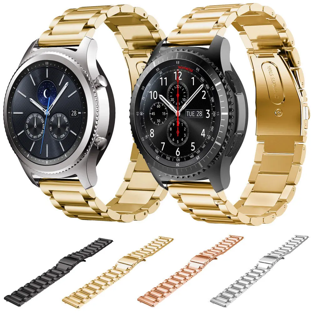 Браслет из нержавеющей стали с 3 бусинами для Samsung Gear S3 Frontier Band классический