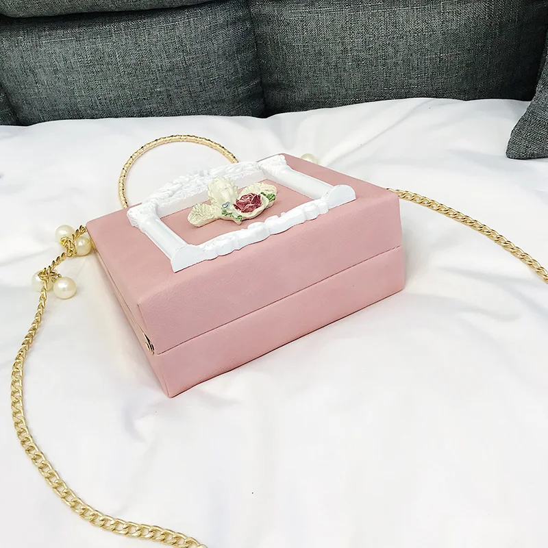 YANXI Angel Relief 3D тисненые цветы женские вечерние сумки на плечо Сумочка с жемчужной цепочкой женские сумки через плечо