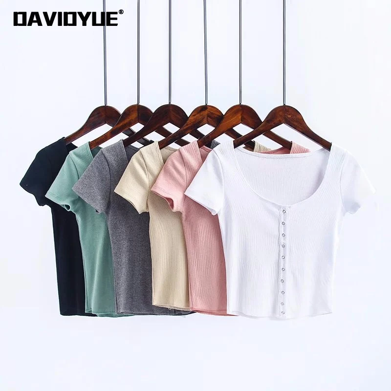 

Kawaii shirt crop t shirt women 2018 summer tops knitted black whtie short sleeve o neck sexy casual t-shirt crop top