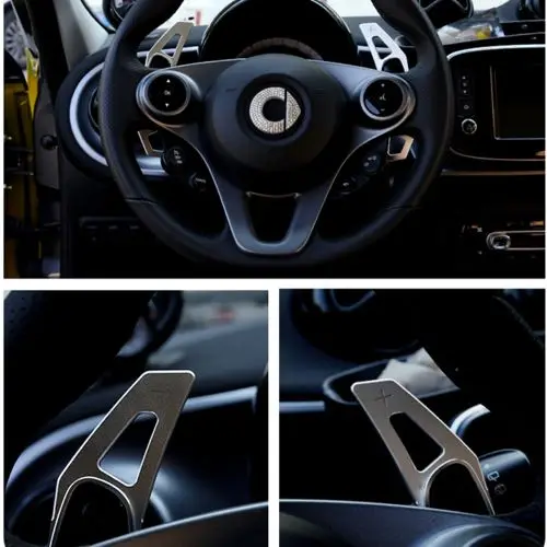 2 шт алюминиевый сплав Рулевое колесо для Mercedes Smart Fortwo Forfour 453 451 автомобильные аксессуары модификация автомобиля - Цвет: silver 1 pair