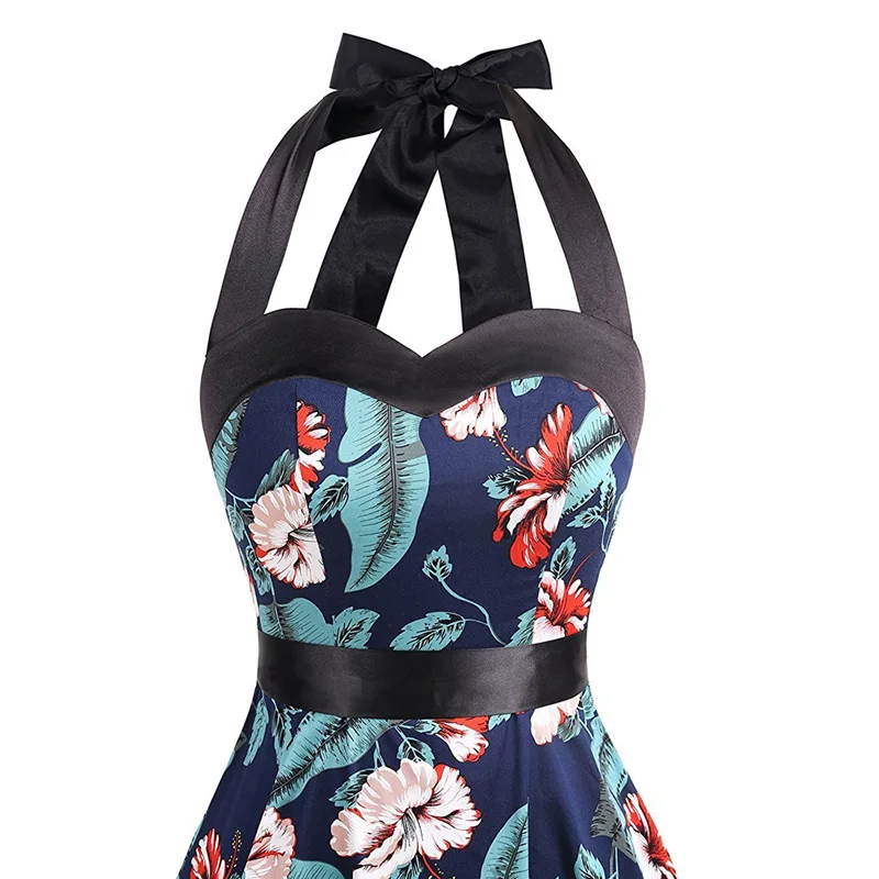 HziriP Summer Dress Women Clothes Elegant Halter Sexy Vintage Printing Sleeveless Slim Ladies Party Backless Dresses Robe Femme | Женская