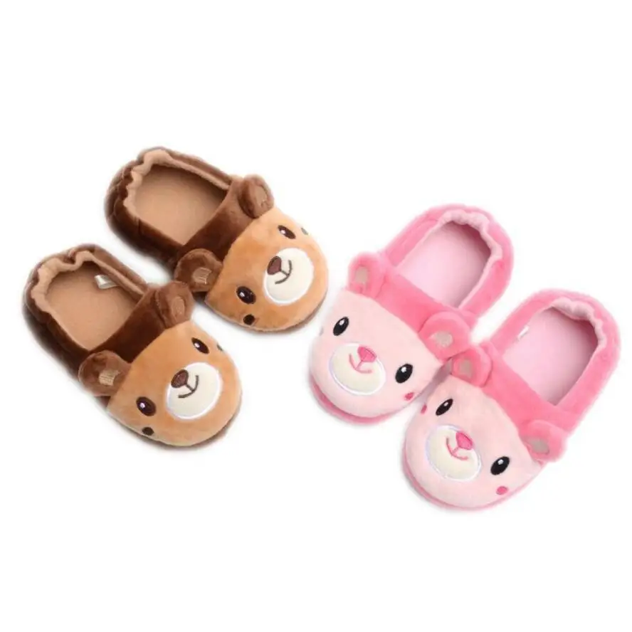 Детские домашние тапочки с медведем Теплые мягкие модные для мальчиков и девочек