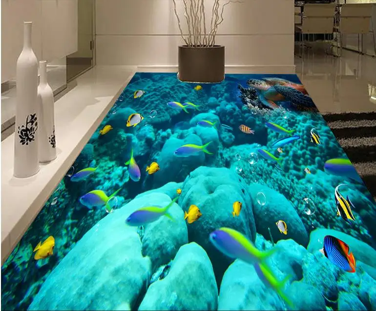 Современный 3d Пол фото обои фрески подводный мир плитка домашний Декор 3d|wall papers