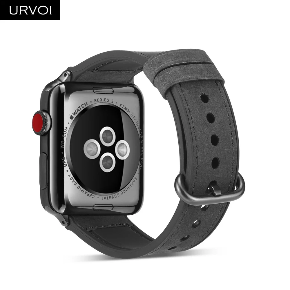 URVOI ремешок для apple watch series 5/4/3/2/1 Матовая Мягкая манжета Кожаный ремешок для наручных часов iwatch, комфортный Прочный классический пряжки дизайн