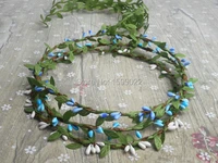 3pcslot boho flower headband green leaf blue white berry rattan crown wedding festival party women teen hair accessories