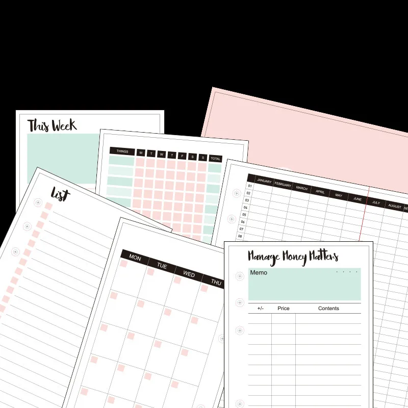 

A5 A6 A7 loose-leaf hand diary refill monthly weekly planner 2021 agenda journal school supplies filler papers