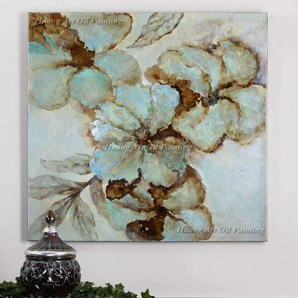 Новый ручной светильник синий цветок живопись на холсте Ручная роспись