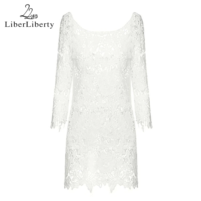 Пикантные Для женщин парео Cover Up пляжное платье цветочный Кружево Robe De Plage сетки