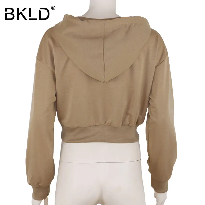 BKLD женский спортивный костюм 2018 модный новый свитшот с капюшоном укороченный Топ