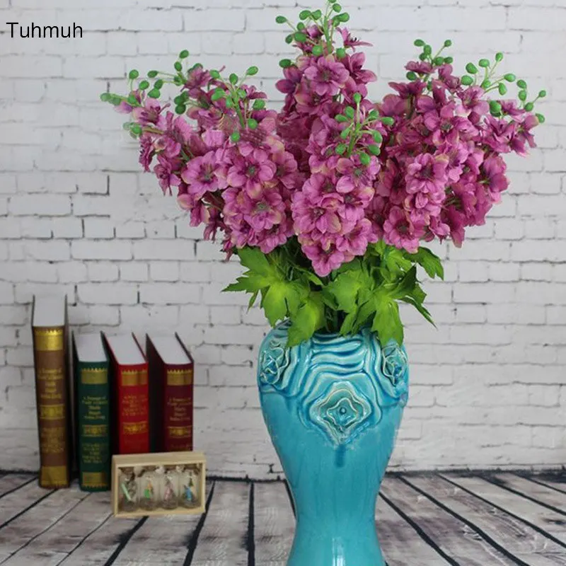 11 шт./лот шелк дельфиниума цветы гиацинт с листьями украшение из искусственных