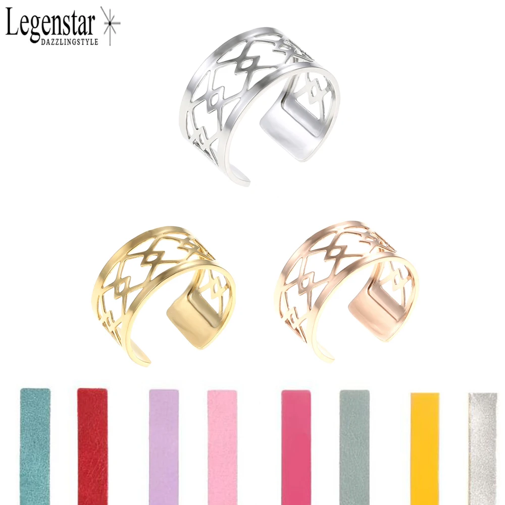 

Legenstar Creative Geometric Rings For Women Stainless Steel Resizable Bijoux DIY Reversible Leather Ring Bague Femme 2019