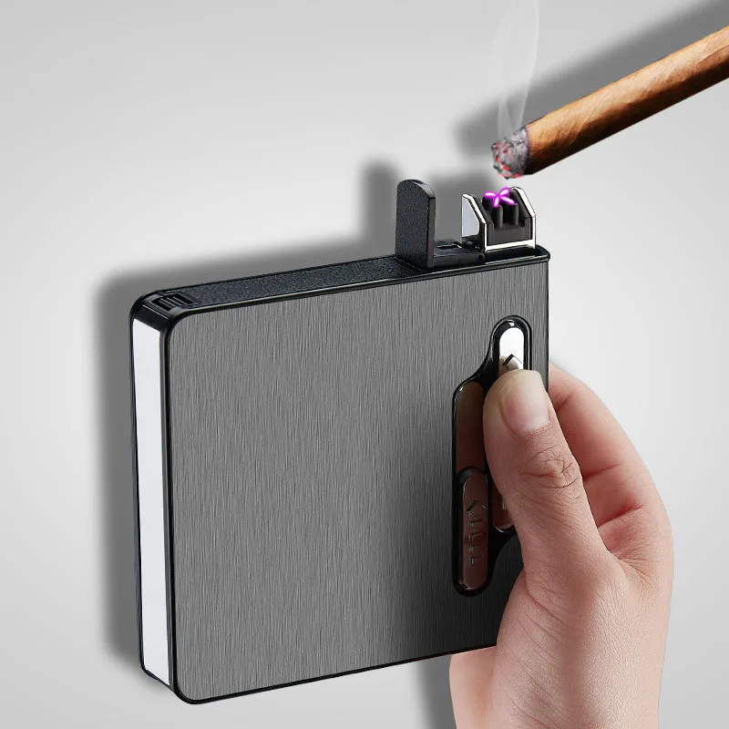 Портативный USB чехол для электронной сигареты с двойной дугой Зажигалка 20 шт. держатель для сигарет usb зарядка Зажигалка гаджеты для мужчин