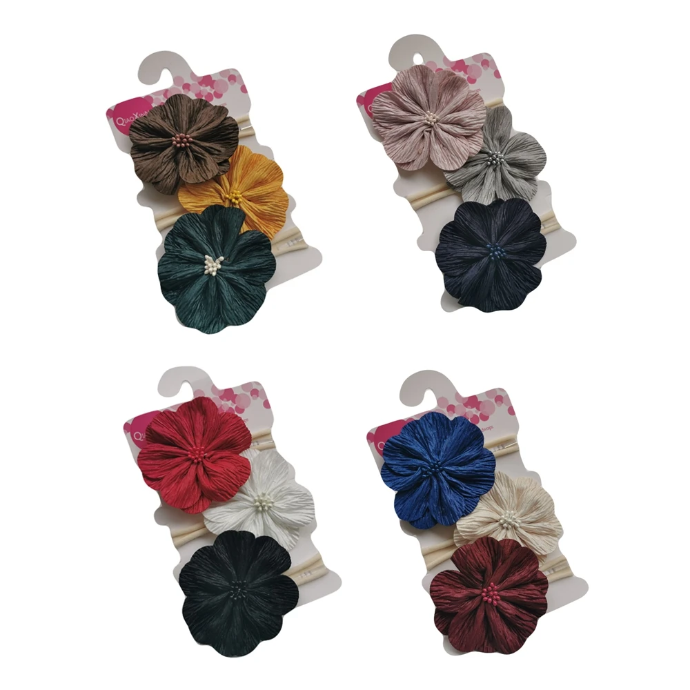 

Yundfly 3pcs/lot Florals Headband Newborn Baby Elastic Princess Hairbands Children Kids Cute Headwear Gifts Sets