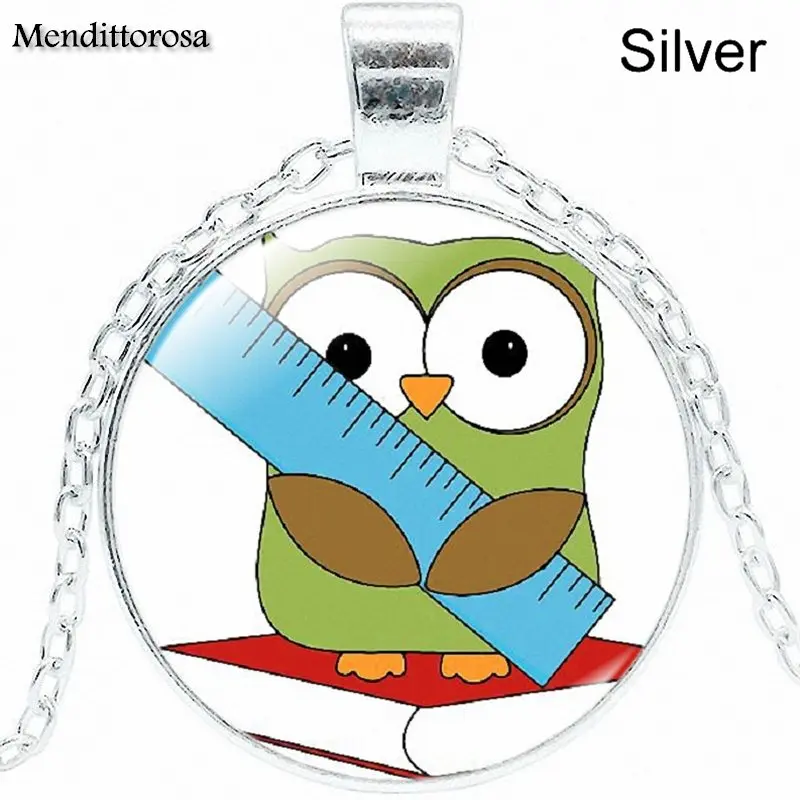 EJ Glaze с милой совой стекло кабошон ожерелье унисекс в винтажном стиле ручной