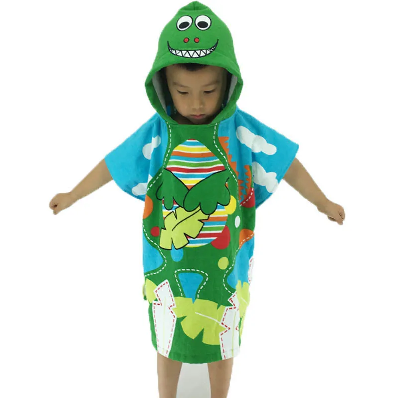 

70CM Cotton Baby Hooded Bath Towel Infant Kids Cartoon Dinosaur Mermaid Beach Towel Toddler Bathrobe for Girl Boy