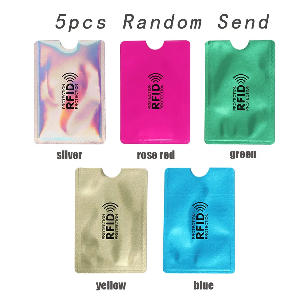 5pcs Random Send 5 шт./упак. анти с функцией блокировки Rfid считыватель замок держатель для карт ID банковская карта чехол Smart Анти-кражи кредитной держатель для карт защита Алюминия - Цвет: 5pcs Random Send