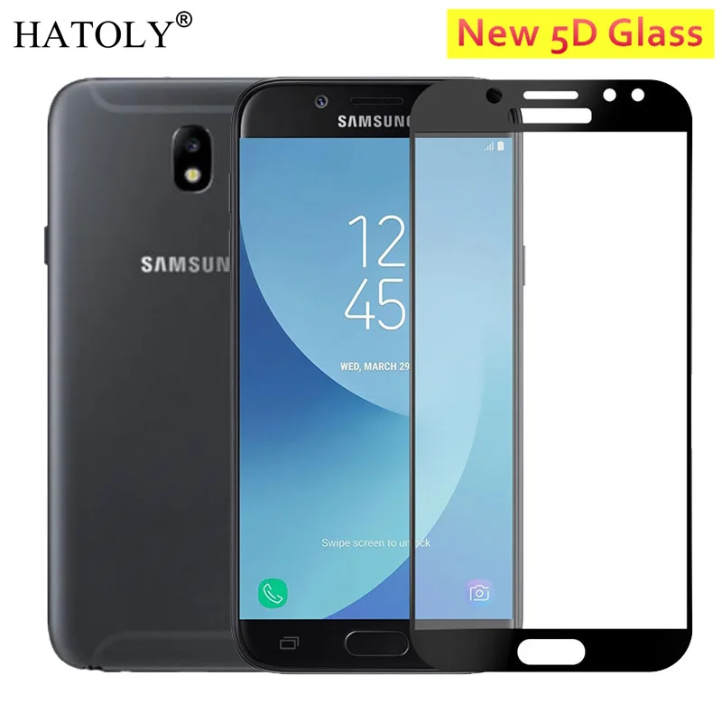 5D Закаленное стекло для Samsung Galaxy J7 2017 с полным покрытием и изогнутыми краями J730 Screen Protector on.