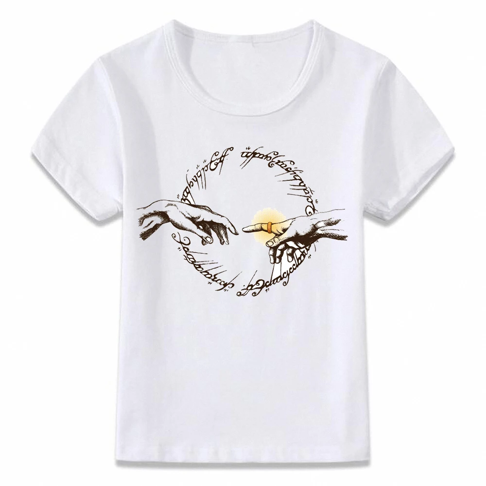 Детская одежда футболка с надписью Создание Адама перекрестным рисунком для