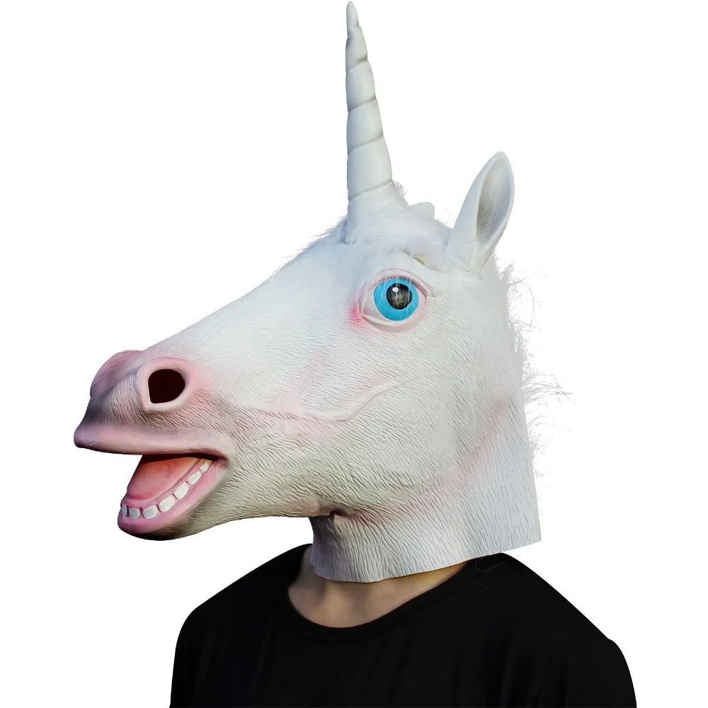 Единорог Маска лошади маски верхняя латексная маска капюшон животные|unicorn mask|horse