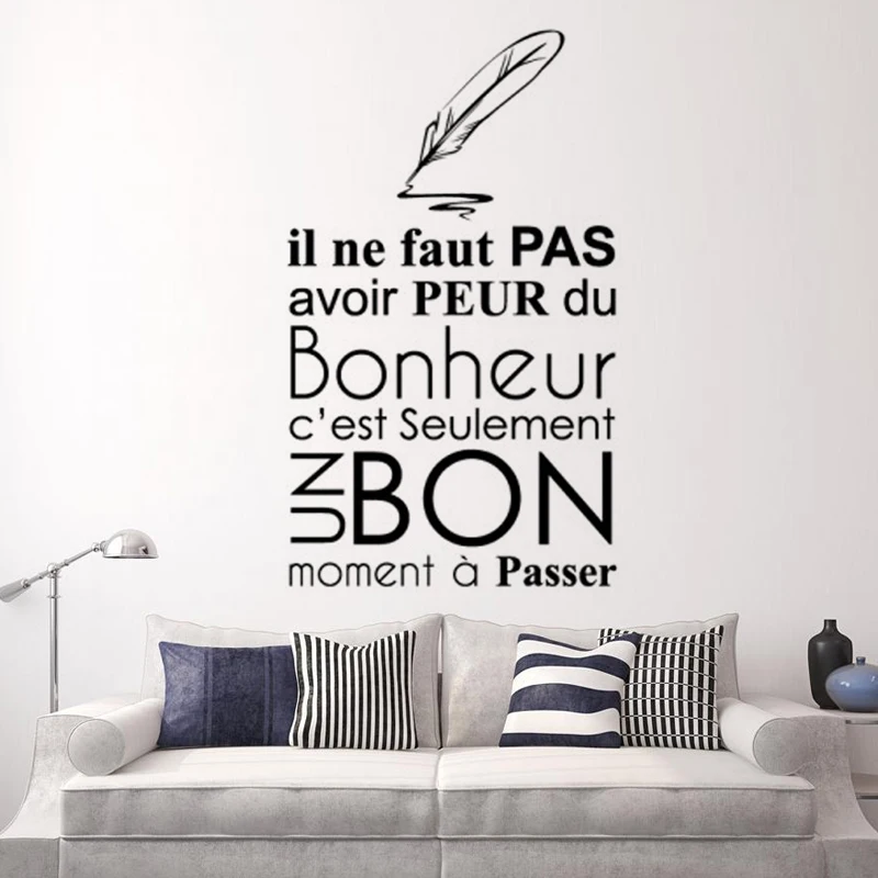 French Happiness Motto Vinyl Art Wall Stickers Home Decoration Living room Bedroom Decals Murals JG2730 | Дом и сад