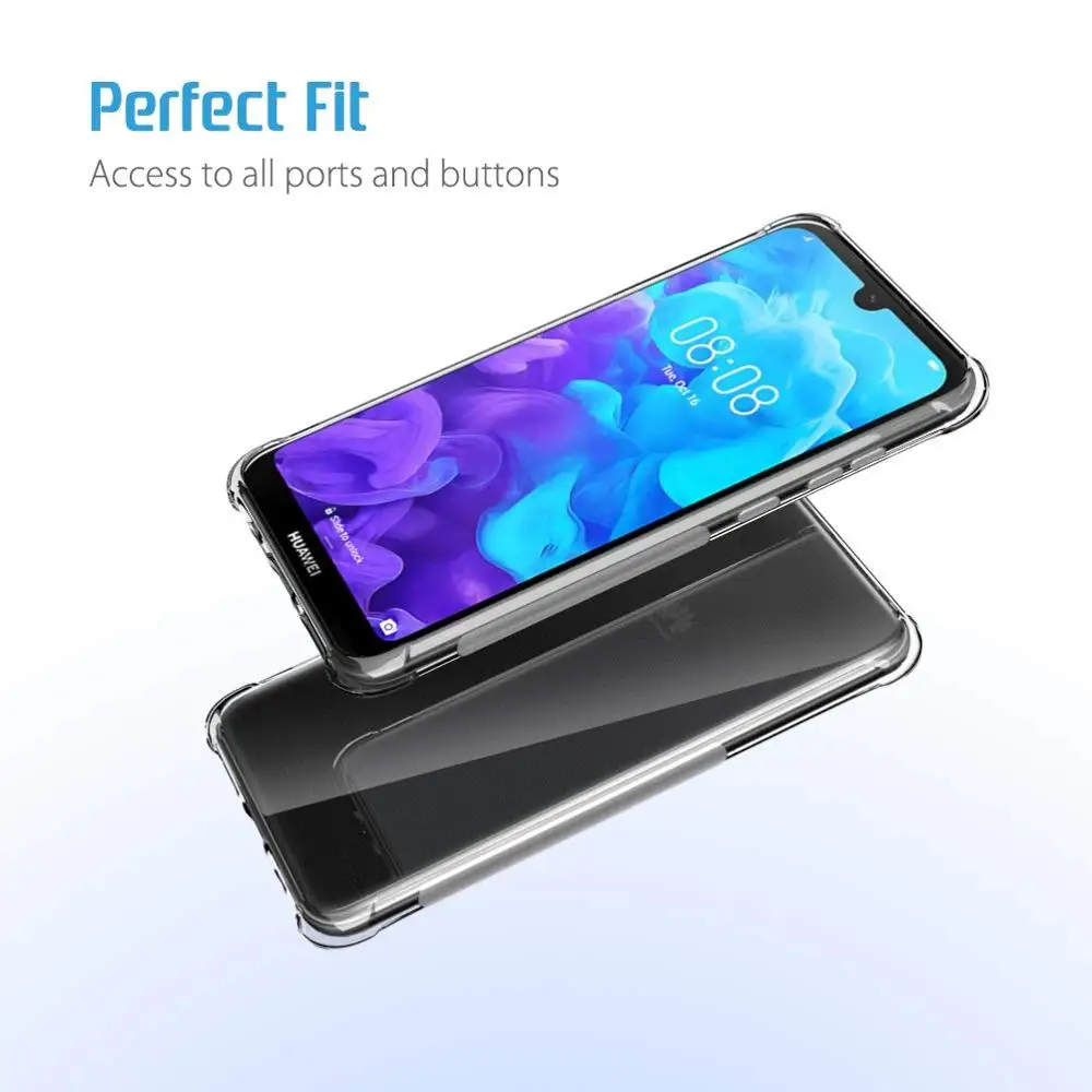 Crystal Clear Flexible Soft TPU Bumper Case with Shock Absorption Back Protective Phone For Huawei Y5 2019 Honor 8S |
