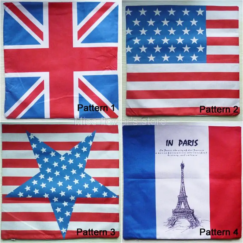 Утолщенная хлопковая льняная подушка в стиле ретро с флагом США Великобритании