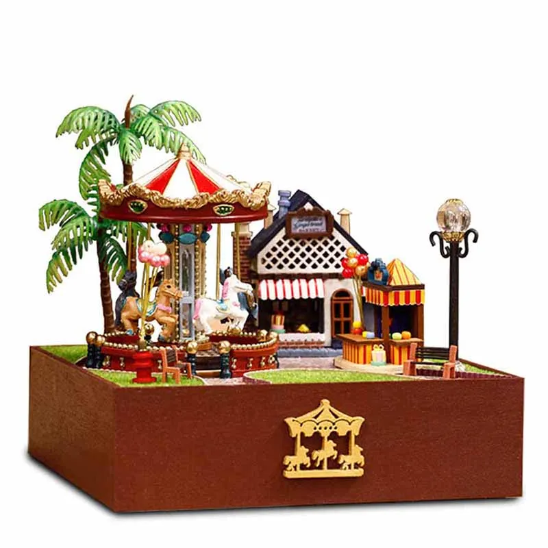 Сборки Miniatura DIY кукольный домик игрушка деревянные Trojan рай с Мебель набор