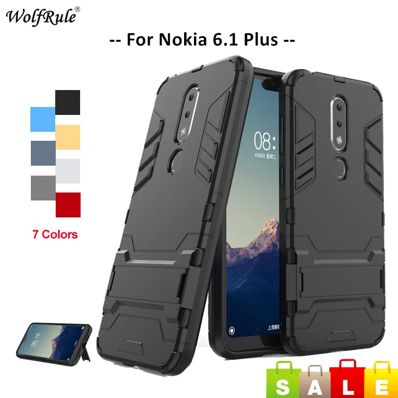 

For Cover Nokia 6.1 Plus Case For Nokia X6 2018 Bumper Housings TPU & PC Holder Phone Case For Nokia 6.1 Plus Cover 5.8''