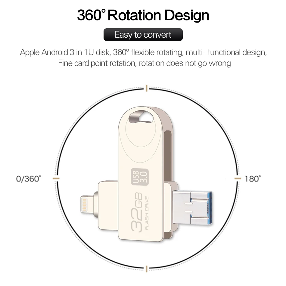 DataRunner OTG USB флеш накопитель для iOS/Android/PC 3 в 1 микро Usb флешка 0 128 Гб 64 ГБ 32 16 флэш диск