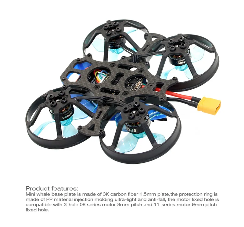1 шт. SPCMAKER Mini Whale FPV гоночный Радиоуправляемый Дрон ультра светильник маленький 78 мм 1080P карта Запись 2-S RunCam ROBIN камера парящая