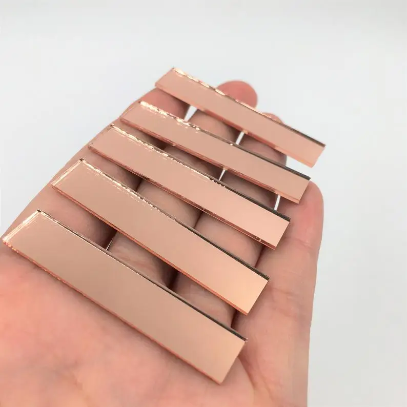 MEYA прямоугольные 3/8 ''x 2'' розовое золото маленькие стеклянные зеркала, стеклянные ремесленные зеркала оптом 100 шт цветные зеркальные мозаичные плитки