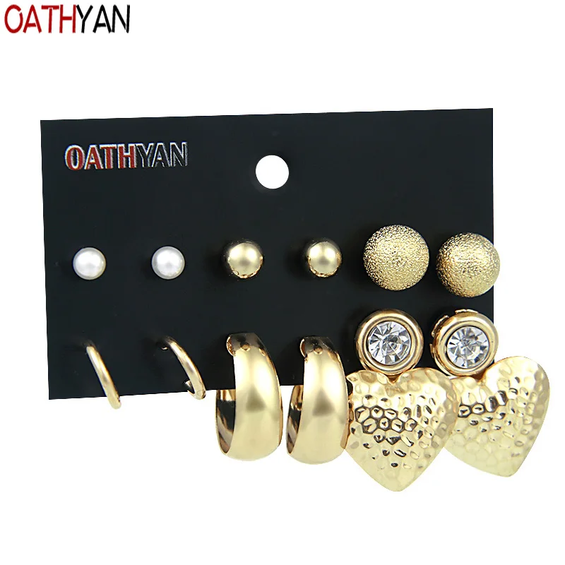 Серьги гвоздики OATHYAN 6 парт/компл. 2020 серьги для женщин модные золотые в форме